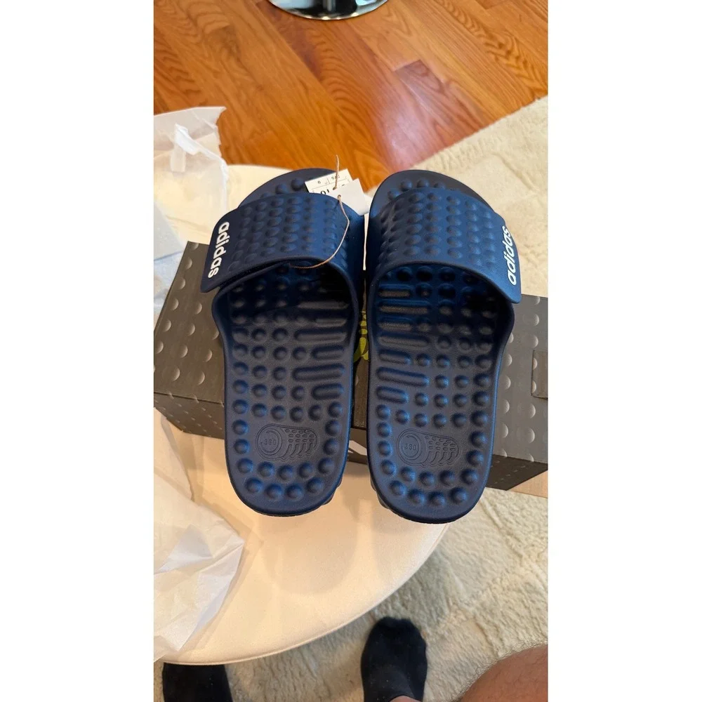 Adidas Adissage 360REC Navy Blue Massage‎ Slides Mens 9 Womens 10 Sandals NIB